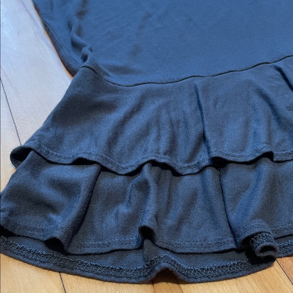 LOFT Dark Blue Ruffle Hem Top - Picture 2 of 4